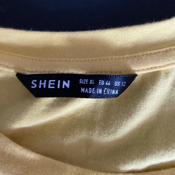SHEIN Sheer Puff Sleeve Elegant Summer T Shirts Yellow Top, size M - Picture 12 of 14